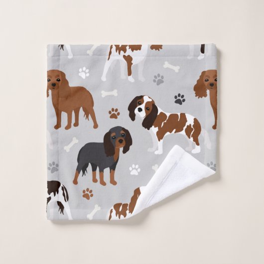 Cavalier King Charles Spaniel Paws and Bones (Gant de toilette)
