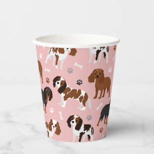 Cavalier King Charles Spaniel Paws and Botten Pape Papieren Bekers