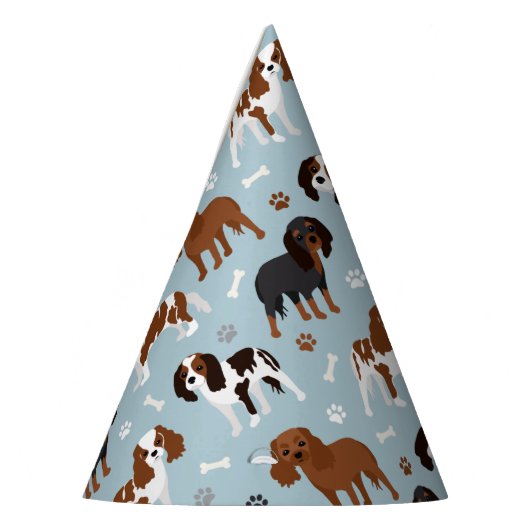 Cavalier King Charles Spaniel Paws en Botten Feesthoedjes (Links)