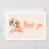 Cavalier King Charles Spaniel Peach Floral Bedankkaart (Voorkant)