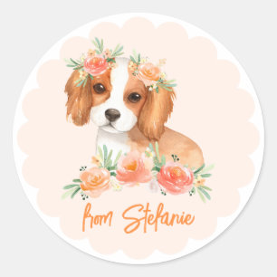 Cavalier King Charles Spaniel Peach Verjaardag Ronde Sticker