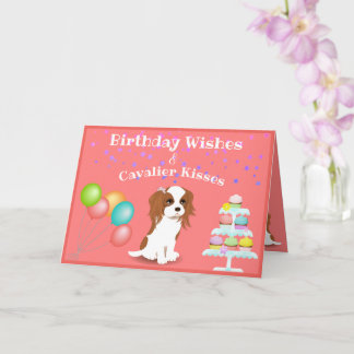Cavalier King Charles Spaniel Pink Happy Birthday Kaart