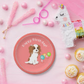 Cavalier King Charles Spaniel Pink Happy Birthday Papieren Bordje (Feest)