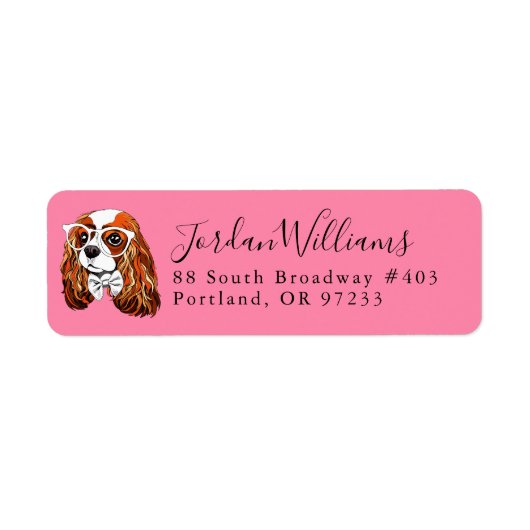 Cavalier King Charles Spaniel Portret | Naam toevo Etiket (Voorkant)