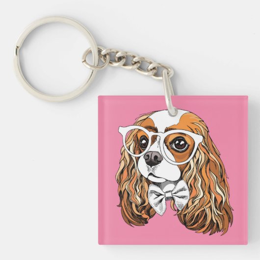 Cavalier King Charles Spaniel Portret Sleutelhanger (Voorkant)