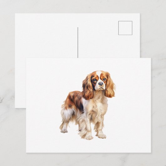 Cavalier King Charles Spaniel print Hondenkunst pr Briefkaart (Voorkant / Achterkant)