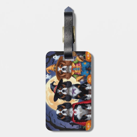 Cavalier King Charles Spaniel Pumpkin Halloween Bagagelabel (Achterkant verticaal)