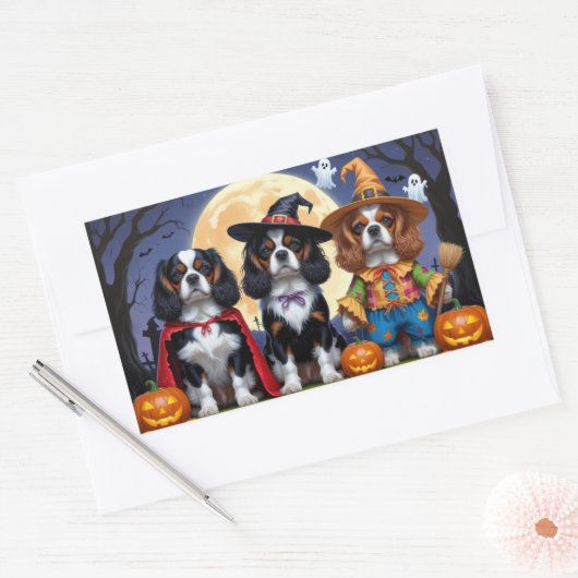 Cavalier King Charles Spaniel Pumpkin Halloween Rechthoekige Sticker (Envelop)
