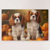 Cavalier King Charles Spaniel Puppy Herfst Pompoen Legpuzzel (Horizontaal)