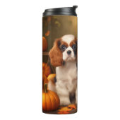 Cavalier King Charles Spaniel Puppy Herfst Pompoen Thermosbeker (Gedraaid links)