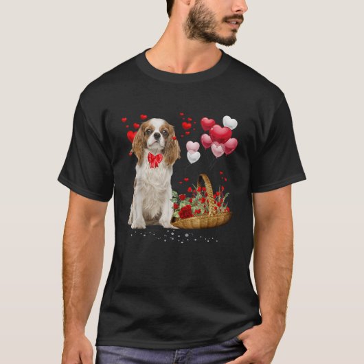 Cavalier King Charles Spaniel Red Heart Valentijn T-shirt (Voorkant)