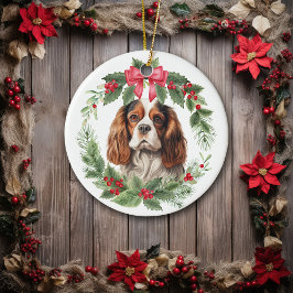 Cavalier King Charles Spaniel Rode Boog Holly kran Keramisch Ornament