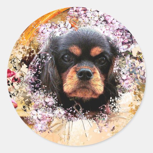 Cavalier King Charles Spaniel Ronde Sticker (Voorkant)