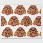 Cavalier King Charles Spaniel Ruby cartoon Cadeaupapier (Vlak)