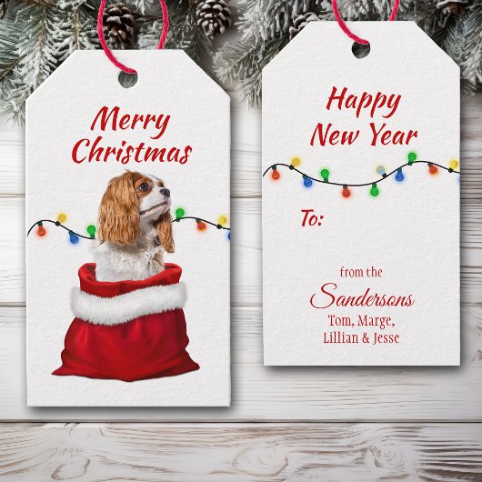 Cavalier King Charles Spaniel Santa Bag Gift Label Cadeaulabel