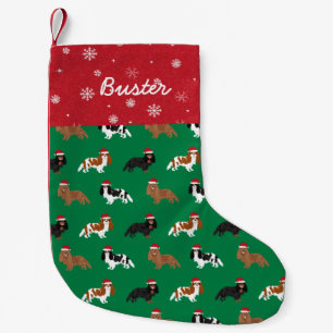 Cavalier King Charles Spaniel santa paws green Kleine Kerstsok