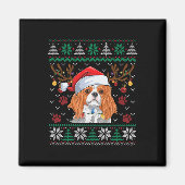 Cavalier King Charles Spaniel Santa Ugly Sweater L Magneet (Voorkant)