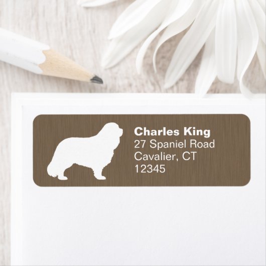 Cavalier King Charles Spaniel Silhouette Adres Etiket (Insitu)
