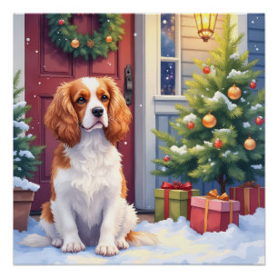 Cavalier King Charles Spaniel Sneeuw Kerstmis Perfect Poster