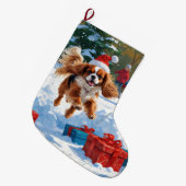 Cavalier King Charles Spaniel Sneeuw met Kerstmis Grote Kerstsok (Voorkant (Hangend))