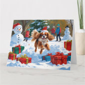 Cavalier King Charles Spaniel Sneeuw met Kerstmis Kaart (Voorkant)