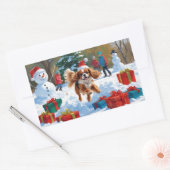 Cavalier King Charles Spaniel Sneeuw met Kerstmis Rechthoekige Sticker (Envelop)