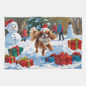Cavalier King Charles Spaniel Sneeuw met Kerstmis Theedoek (Horizontaal)
