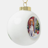 Cavalier King Charles Spaniel Snowy Christmas Keramische Bal Ornament (Links)