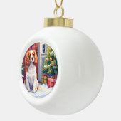Cavalier King Charles Spaniel Snowy Christmas Keramische Bal Ornament (Rechts)