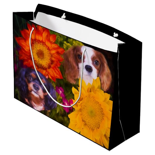 Cavalier King Charles Spaniel Sunflower Groot Cadeauzakje (Achterkant Gekanteld)