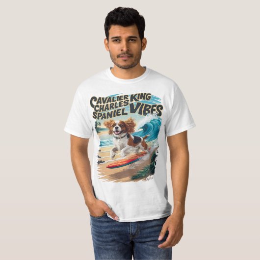 Cavalier King Charles Spaniel Surfen T-shirt (Voorkant volledig)