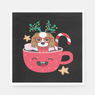 Cavalier King Charles Spaniel Theekop Kerstmis Vak Servet