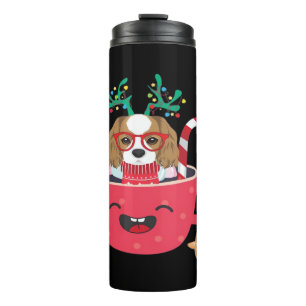 Cavalier King Charles Spaniel Theekopje Kerstvakan Thermosbeker
