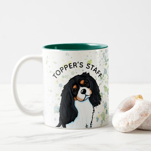 Cavalier King Charles Spaniel Two-Tone Coffee Mok (Met donut)