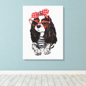 Cavalier King Charles Spaniel uit Parijs met liefd Canvas Afdruk (Insitu (Houten vloer))