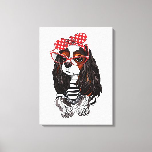 Cavalier King Charles Spaniel uit Parijs met liefd Canvas Afdruk (Voorkant)