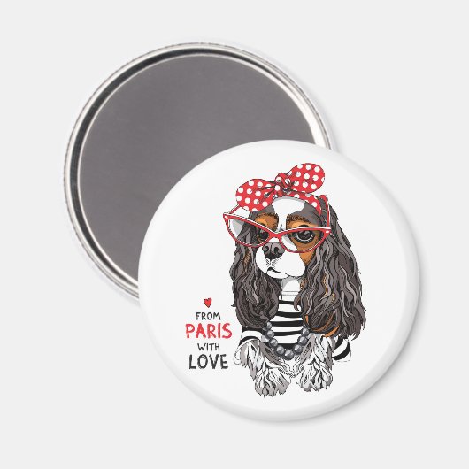 Cavalier King Charles Spaniel uit Parijs met liefd Magneet (Voorkant / Achterkant)