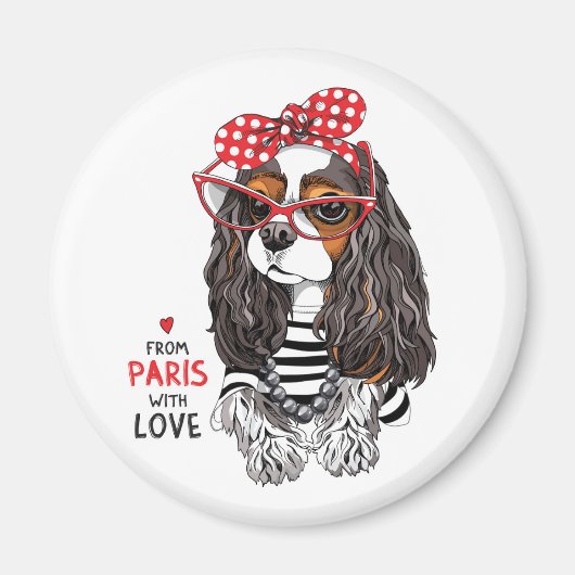 Cavalier King Charles Spaniel uit Parijs met liefd Magneet (Voorkant)
