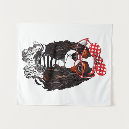 Cavalier King Charles Spaniel uit Parijs met liefd Wandkleed (Voorkant (horizontaal))