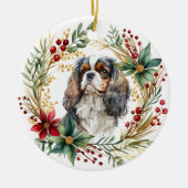 Cavalier King Charles Spaniel Vakantiekrans Keramisch Ornament (Voorkant)