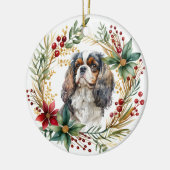 Cavalier King Charles Spaniel Vakantiekrans Keramisch Ornament (Links)