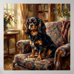 Cavalier King Charles Spaniel Victoriaanse Bibliot Poster