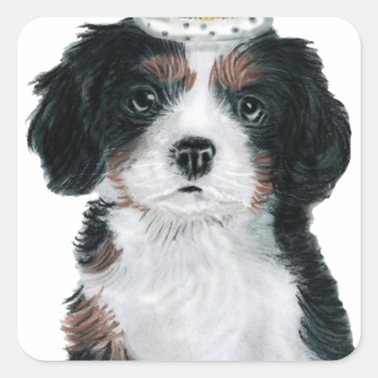 Cavalier King Charles Spaniel Vierkante Sticker (Voorkant)