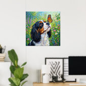 Cavalier King Charles Spaniel Vlindertuin Pos Poster (Thuiskantoor)