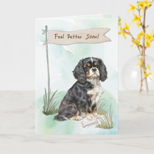 Cavalier King Charles Spaniel voelt zich beter geo Kaart (Gele Bloem)