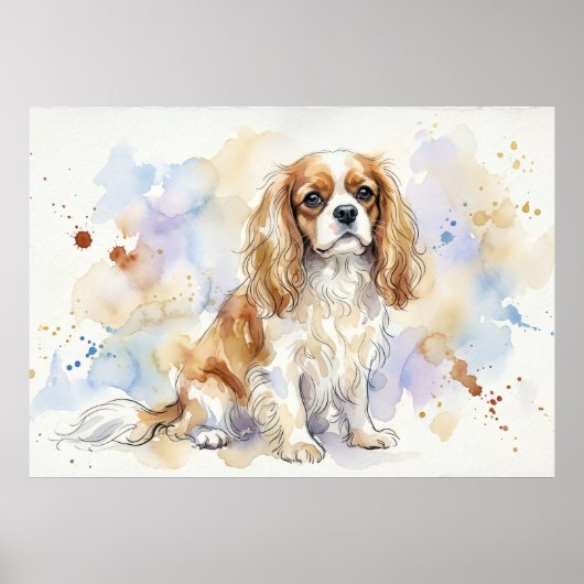 Cavalier King Charles Spaniel Watercolour Poster | (Voorkant)