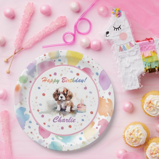 Cavalier King Charles Spaniel Waterverf Bord (Feest)