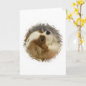 Cavalier King Charles Spaniel Wenskaart Kaart (Gele Bloem)