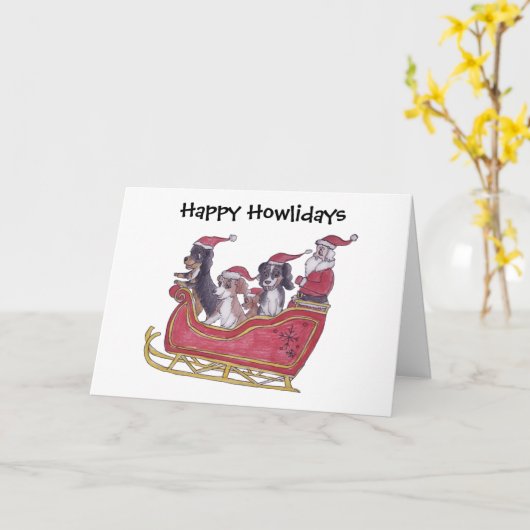 Cavalier King Charles Spaniel Winter Holiday Kaart (Gele Bloem)