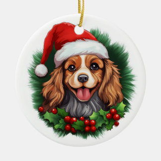 Cavalier King Charles Spaniel Wreath Keramisch Ornament